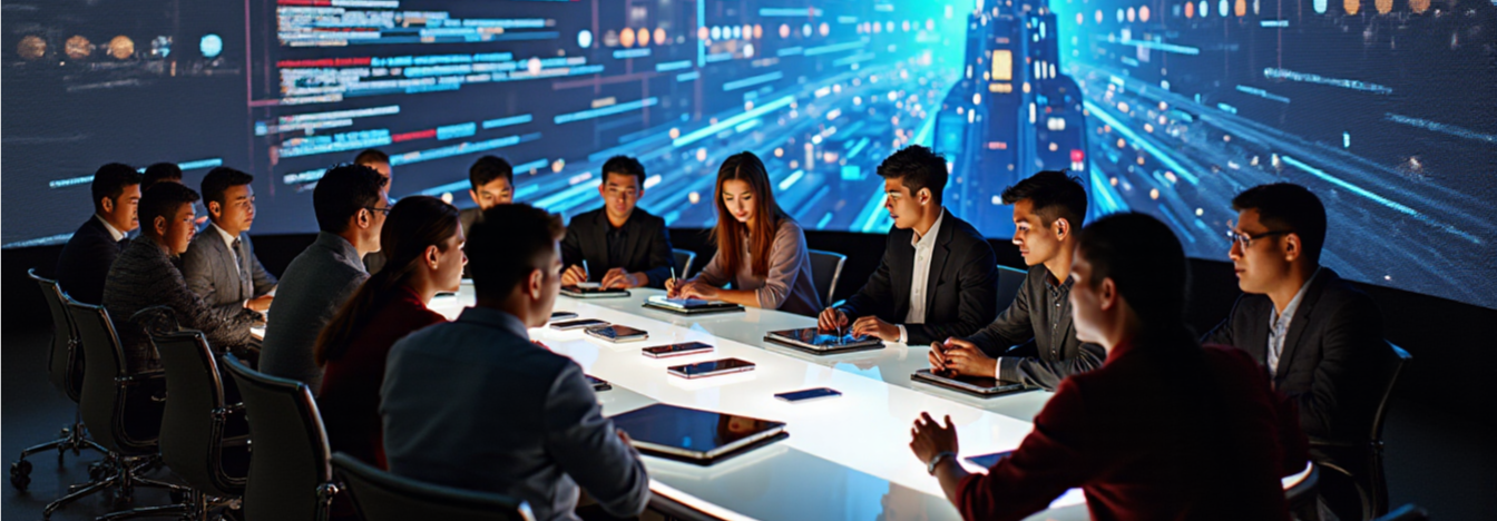 A group of people discussing digital transformation